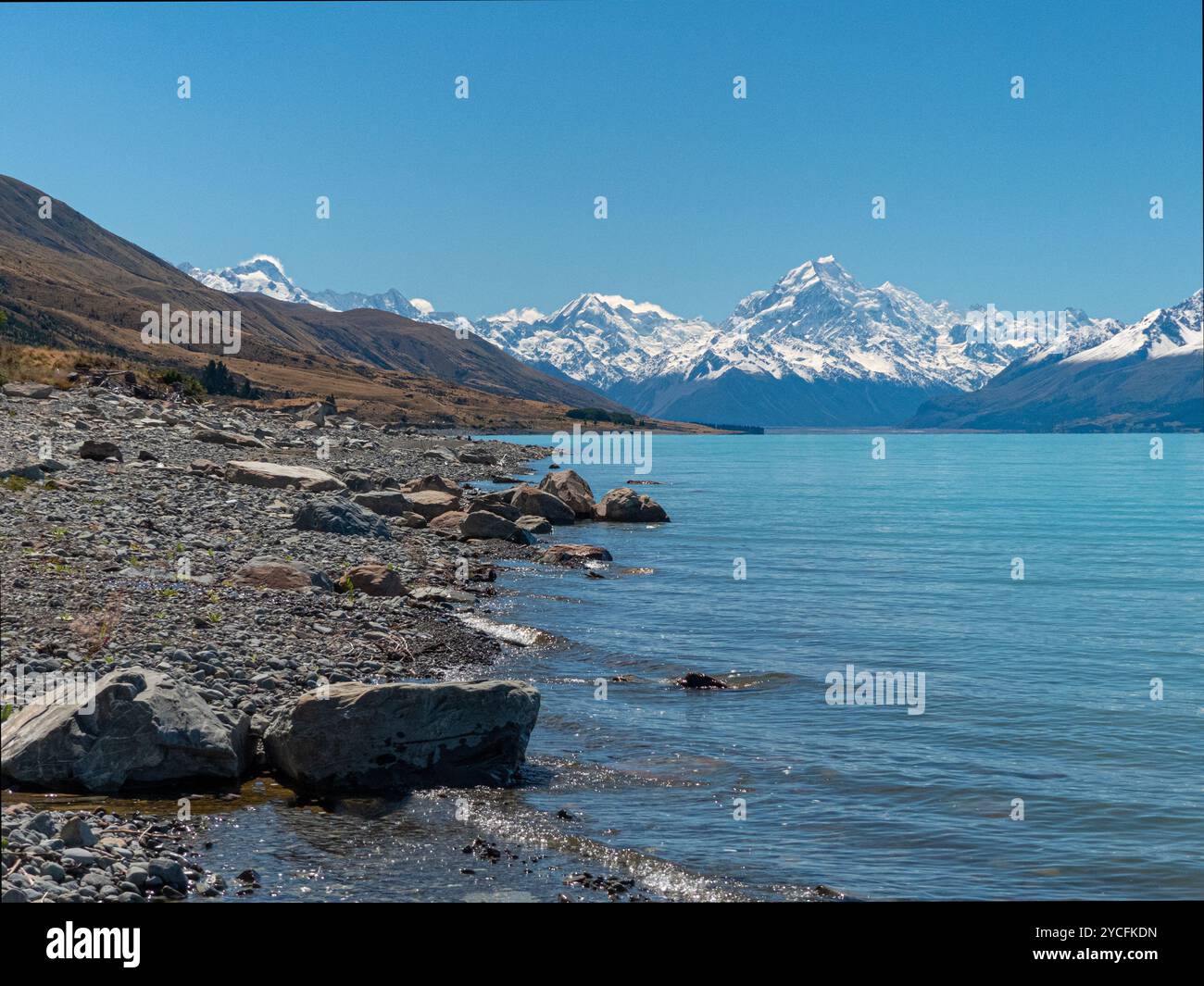 Südliche Alpen, Mount Cook und Lake Pukaki Stockfoto