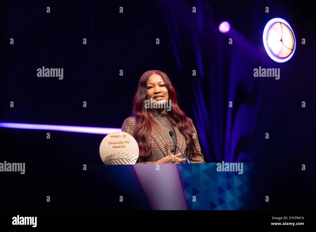 Cannes, Frankreich. Oktober 2024. Garcelle Beauvais nimmt am 22. Oktober 2024 an den Diversify TV Awards im Rahmen der MIPCOM 2024 in Cannes Teil. Foto von Shootpix/ABACAPRESS. COM Credit: Abaca Press/Alamy Live News Stockfoto