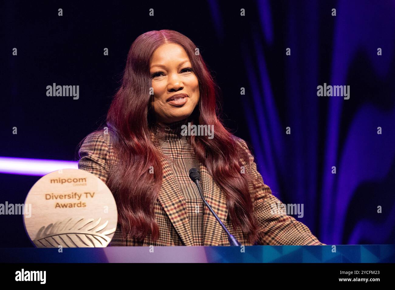 Cannes, Frankreich. Oktober 2024. Garcelle Beauvais nimmt am 22. Oktober 2024 an den Diversify TV Awards im Rahmen der MIPCOM 2024 in Cannes Teil. Foto von Shootpix/ABACAPRESS. COM Credit: Abaca Press/Alamy Live News Stockfoto