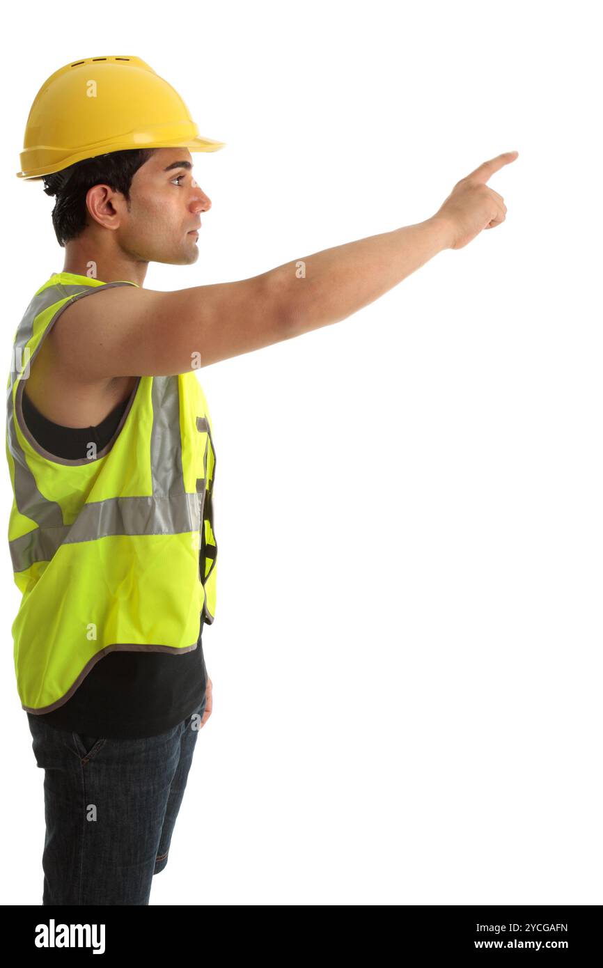 Bau Arbeiter oder Erbauer Zeigefinger Stockfoto