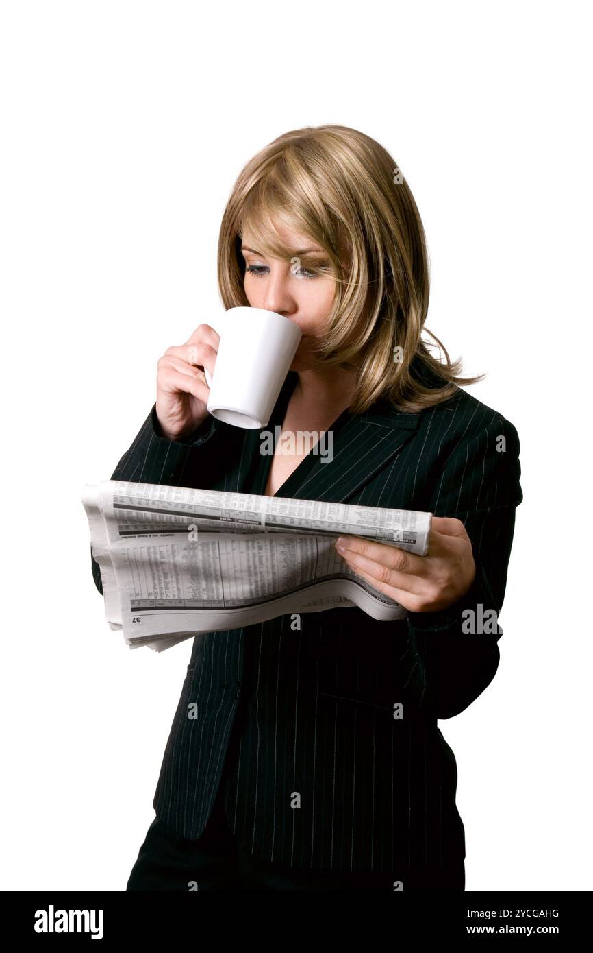 Geschäftsnachrichten und Kaffee Stockfoto