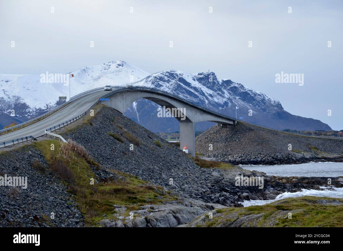 Storseisundbrua, eine Brücke auf der Atlantikstraße in mehr og Romsdal County in Norwegen. Stockfoto