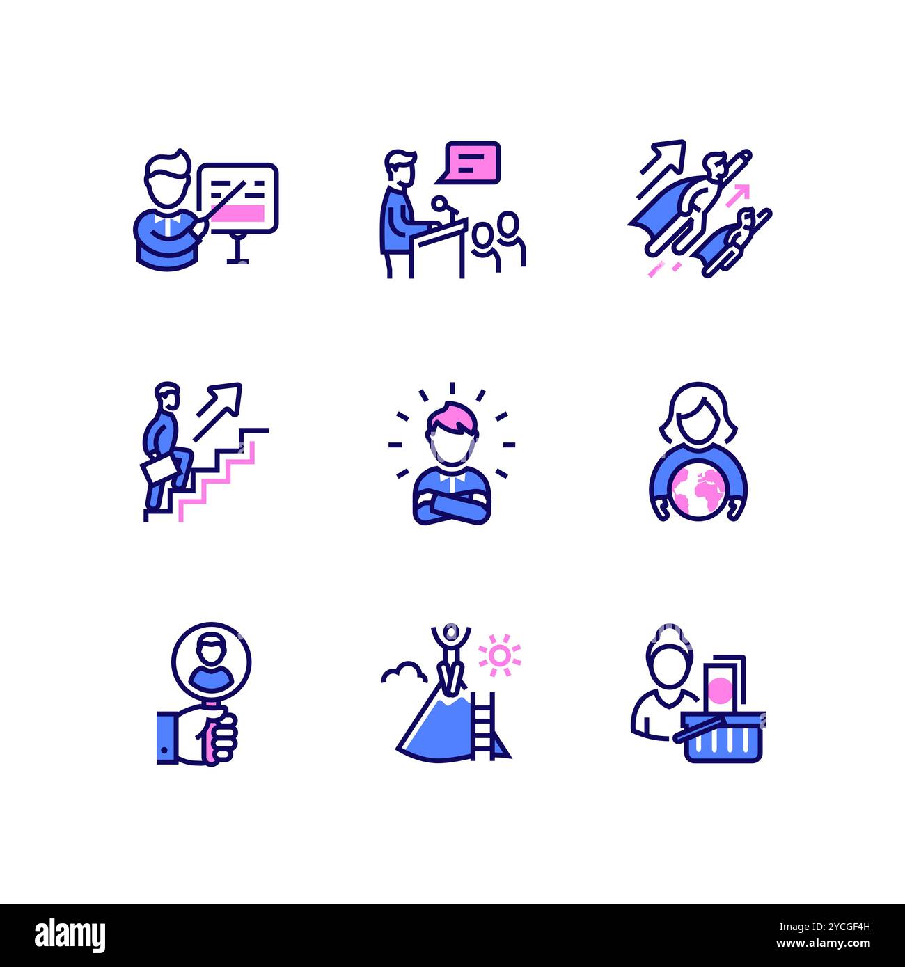 Geschäftsschulungen, HR und Entwicklung – Symbole im Liniendesign Stock Vektor