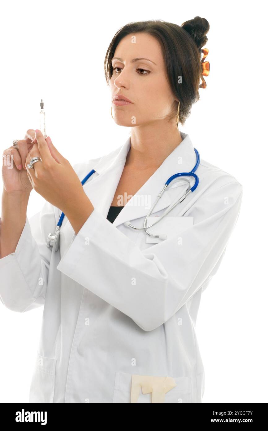 Arzt oder Krankenschwester mit medizinischer Spritze Stockfoto