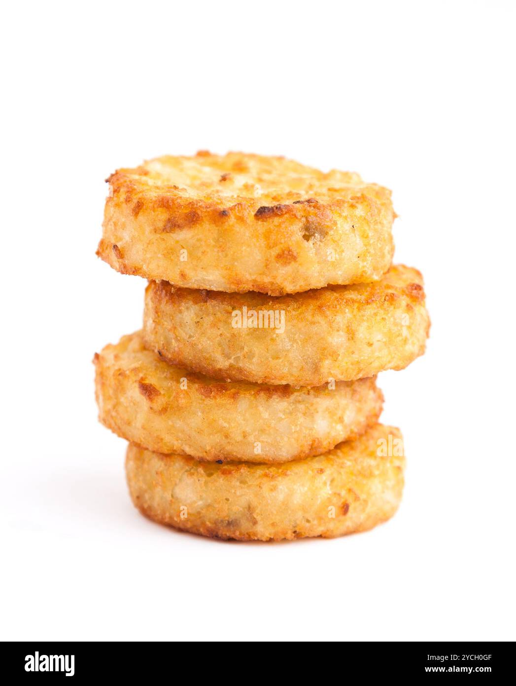 Haufen von Braten Runde Frikadelle reichen gelb gefärbt Stockfoto