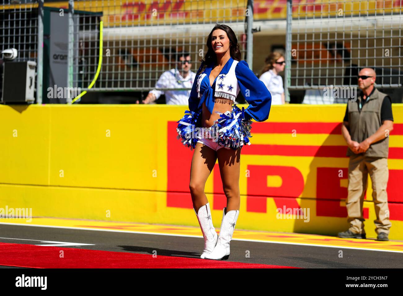 Austin, USA. Oktober 2024. Texas Cheerleader beim Formel 1 Pirelli United States Grand Prix 2024. Quelle: Alessio Morgese/Alessio Morgese/Emage/Alamy Live News Stockfoto