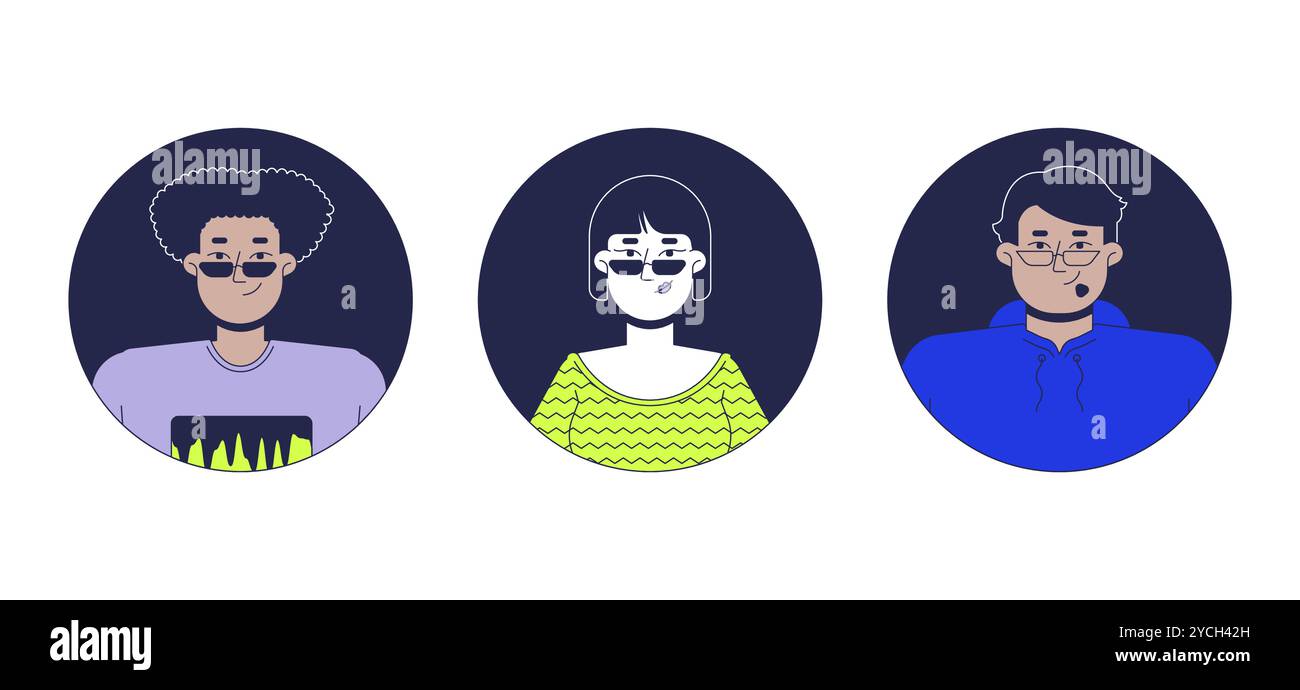 Business Casual People diverse 2D lineare Vektor Avatare Illustrationssatz Stock Vektor