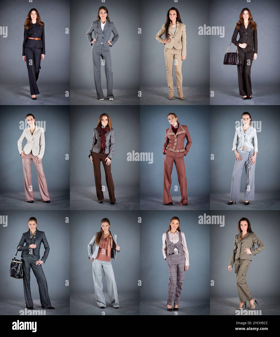 Kollektion von Hosenanzügen für Damen Stockfoto