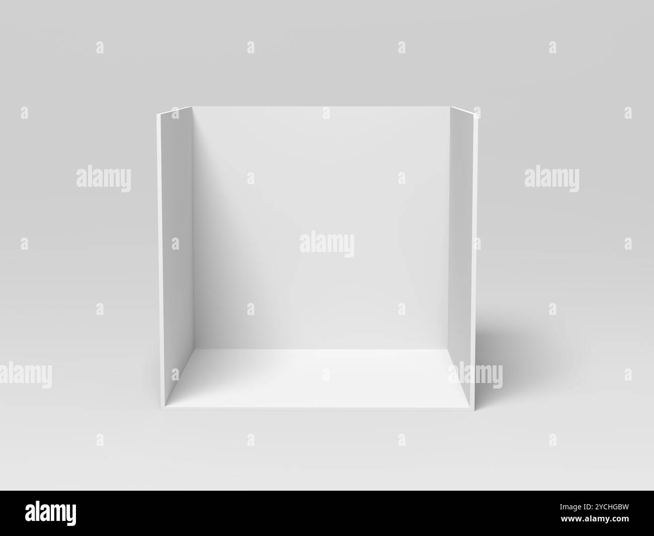 Messestand. Quadrat. Ständer. 3D-Abbildung. Stockfoto