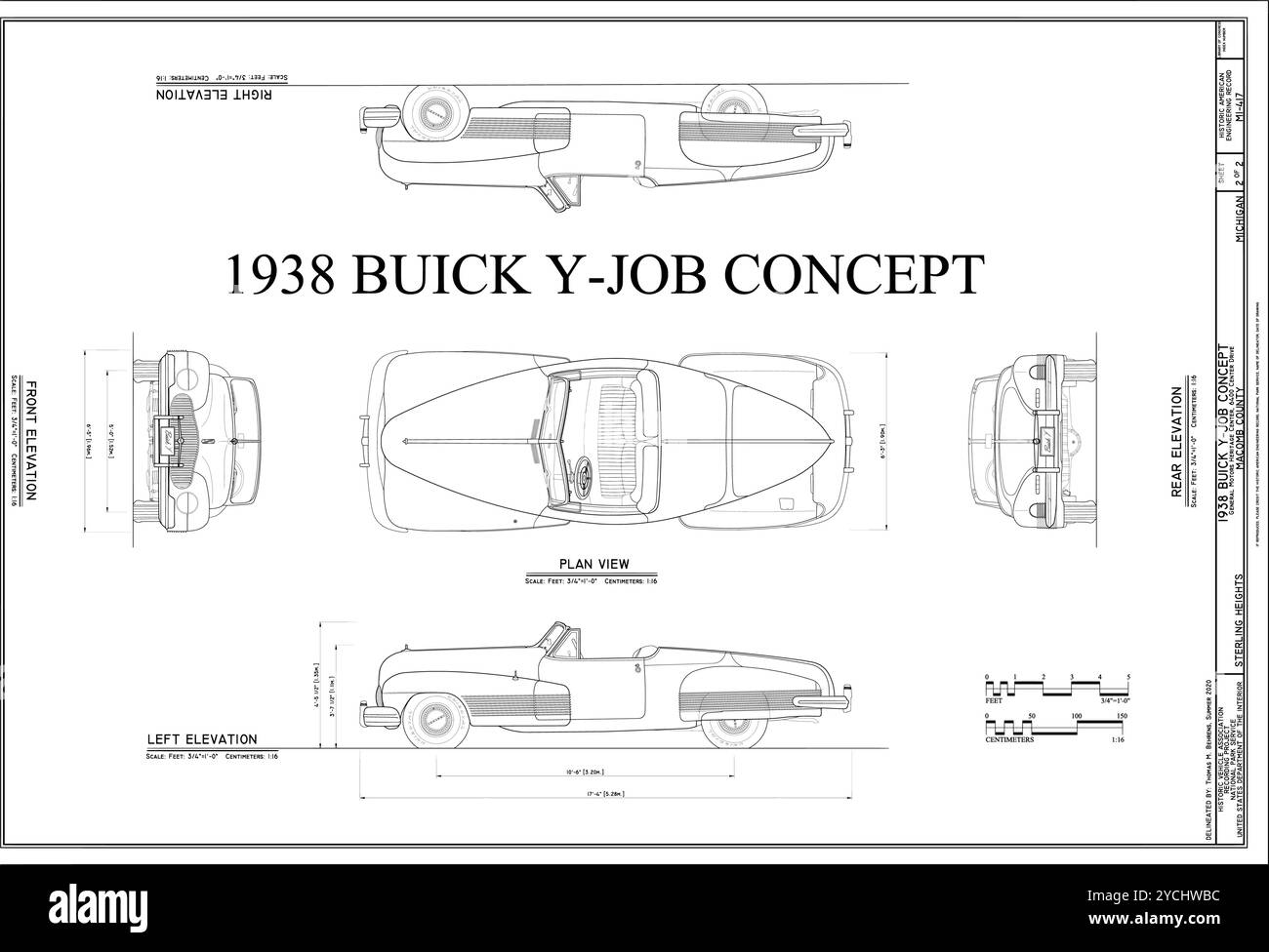 1938 Buick Y-Job Concept, General Motors Heritage Center, 6400 Center Drive, Sterling Heights, Macomb County, Stock Vektor