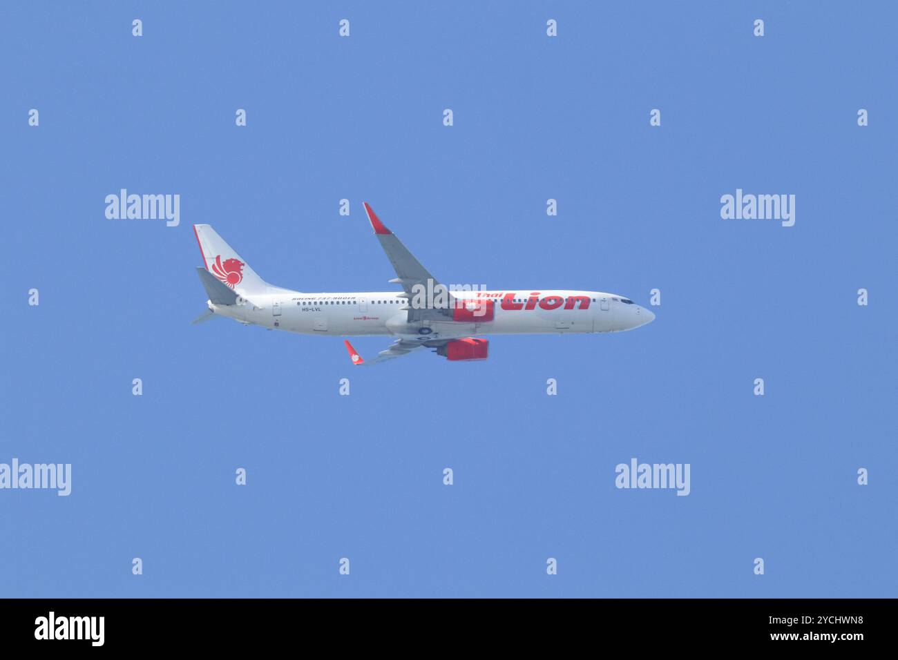 Chiangmai, Thailand - 27. Juni 2024: HS-LVL Boeing 737-900ER der Thai Lionair Airline. Fahren Sie vom Flughafen Chiangmai nach Bangkok. Stockfoto