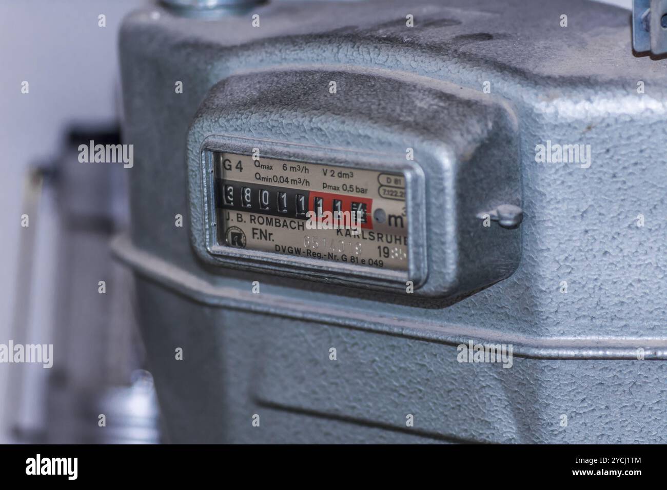 Ein alter niederländischer Erdgaszähler Stockfoto