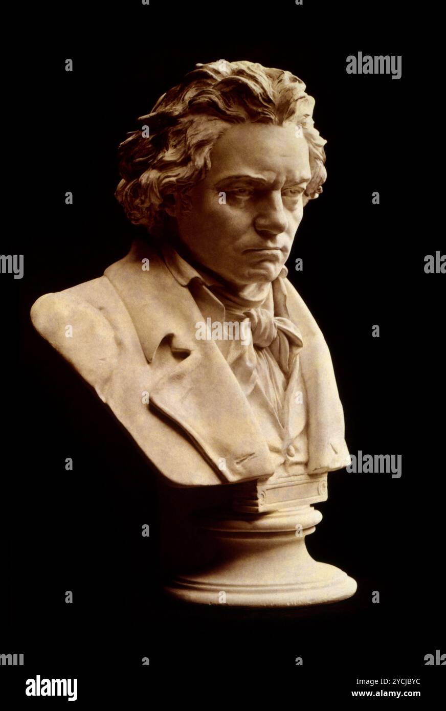 Beethoven-Büstenstatue - Eine Büste von Hugo Hagen basierend auf Beethovens Lebensmaske. Foto von 1898 Stockfoto Beethoven-Büstenstatue - Eine Büste von Hugo Hagen basierend auf Beethovens Lebensmaske. Foto von 1898 Stockfoto