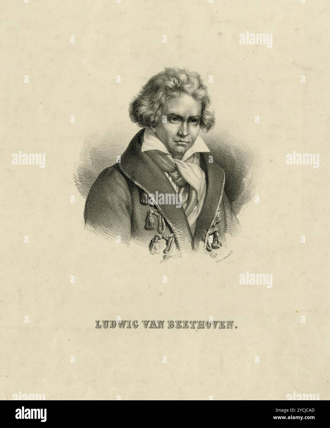Porträt von Ludwig van Beethoven, Druck um 1820 Stockfoto Porträt von Ludwig van Beethoven, Druck um 1820 Stockfoto