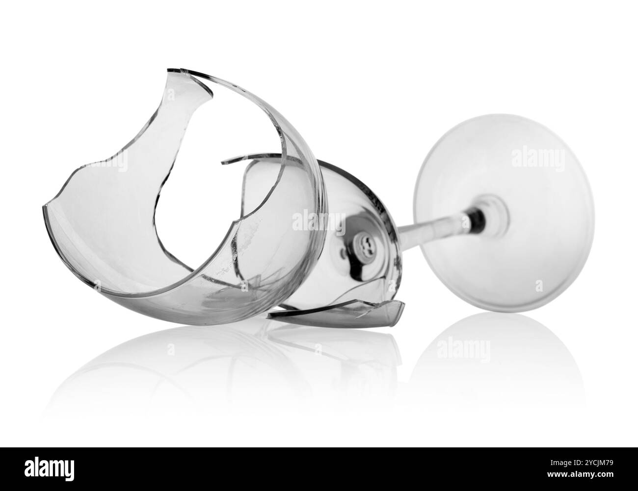 Zerbrochene Weinglas Stockfoto