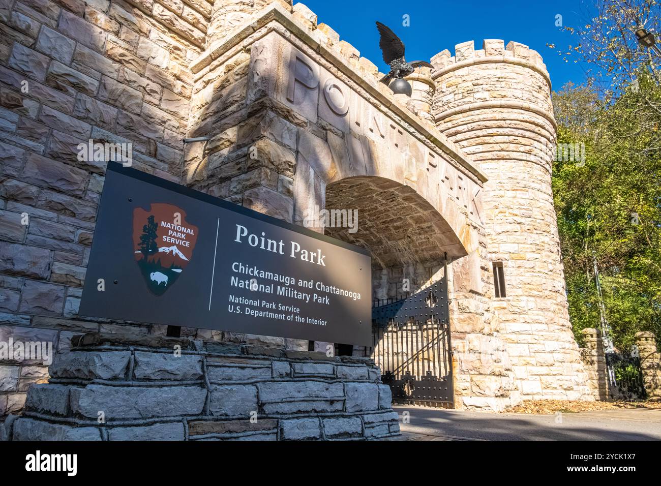 Eintritt zum Point Park am Lookout Mountain im Chickamauga und Chattanooga National Military Park in Tennessee. (USA) Stockfoto Eintritt zum Point Park am Lookout Mountain im Chickamauga und Chattanooga National Military Park in Tennessee. (USA) Stockfoto