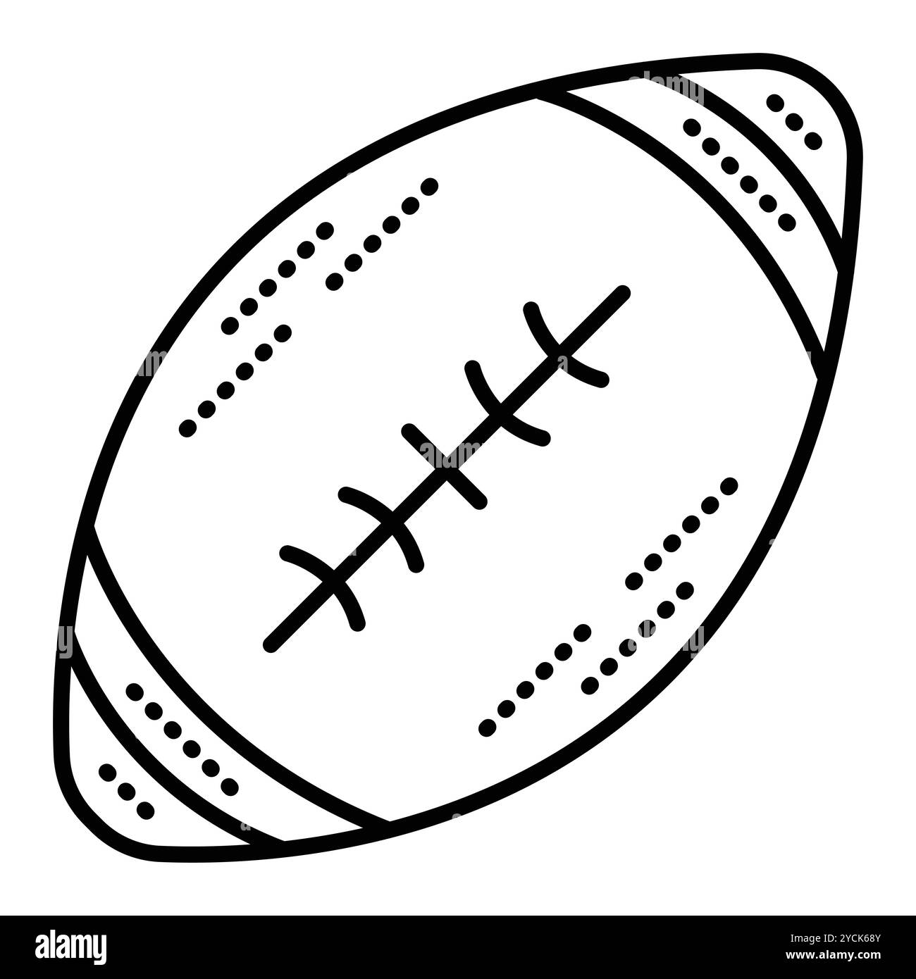 Black Line Ovaler Rugby Ball. Vektor-Monochrom-Illustration von Sportzubehör, editierbarer Schlag Stock Vektor