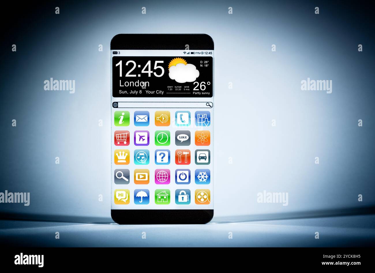 Smartphone mit einem transparenten Display. Stockfoto