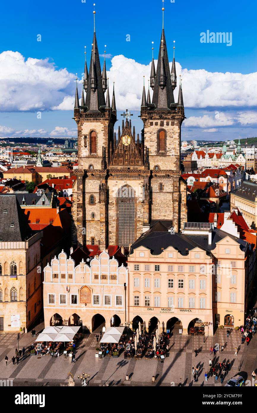 Die Kirche der Mutter Gottes vor Týn, Kostel Matky Boží před Týnem, auch Týnský chrám, Týn Kirche oder gerade Týn, oder Kirche unserer Lieben Frau vor Týn, Stockfoto