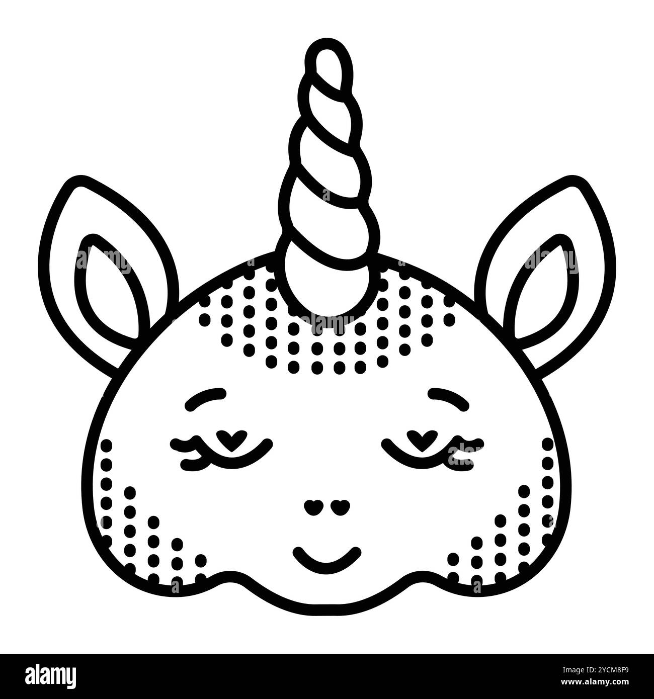 Einhorn-Mündung, Vektor-schwarze Linie Illustration, bearbeitbares Strichzeichen Stock Vektor