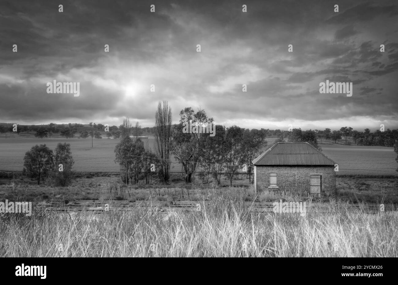 Verlassener Eisenbahnschuppen Cowra Stockfoto