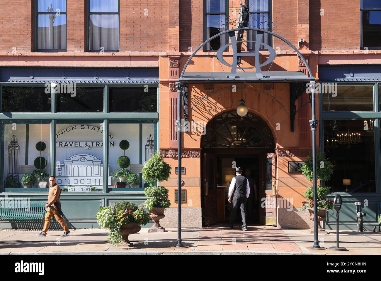 Das 1891 erbaute Luxushotel Oxford, ein Wahrzeichen mit einzigartiger Geschichte, in der Nähe der Union Station, in Lower Downtown, LoDo, Denver, Colorado. Stockfoto