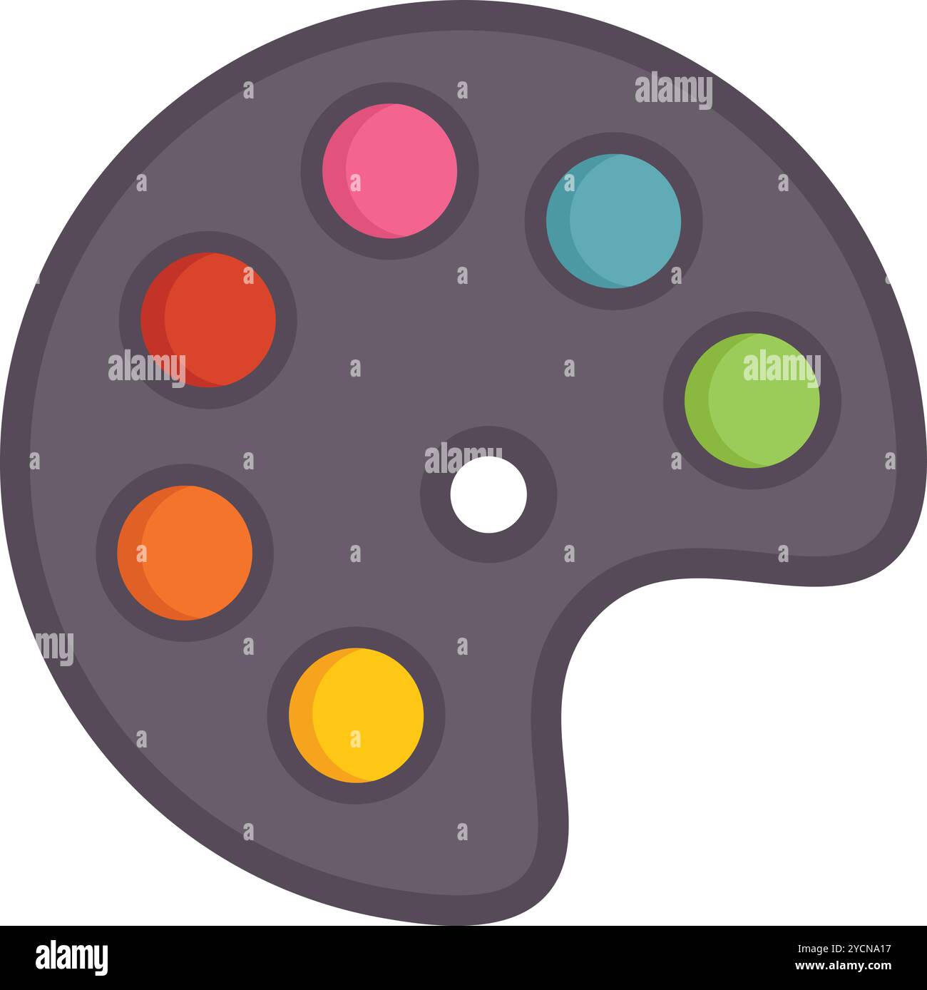 Die Malpalette enthält farbenfrohe künstlerische Farben, die Kreativität und künstlerischen Ausdruck für Projekte inspirieren Stock Vektor