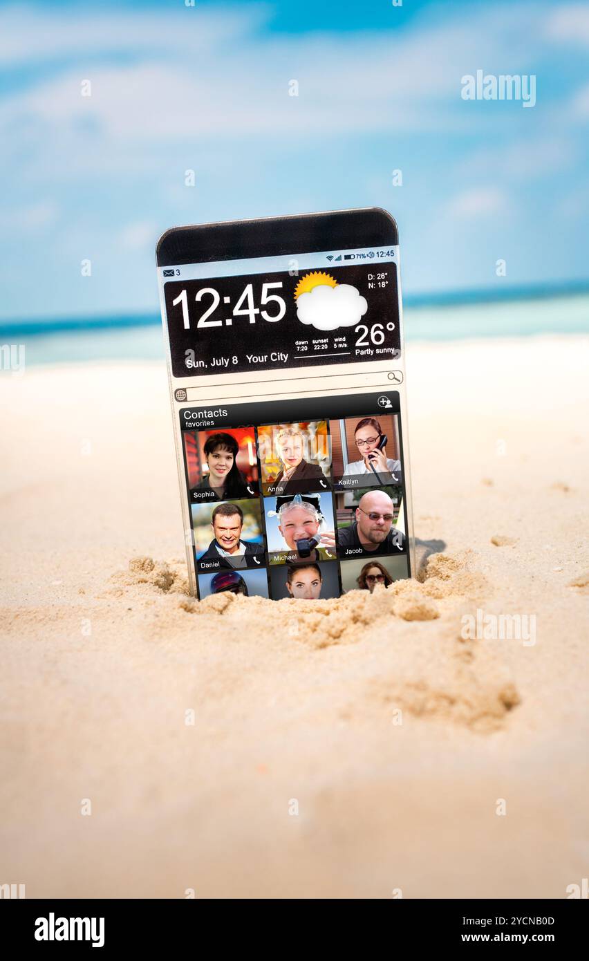 Das Smartphone mit einem transparenten Display. Stockfoto