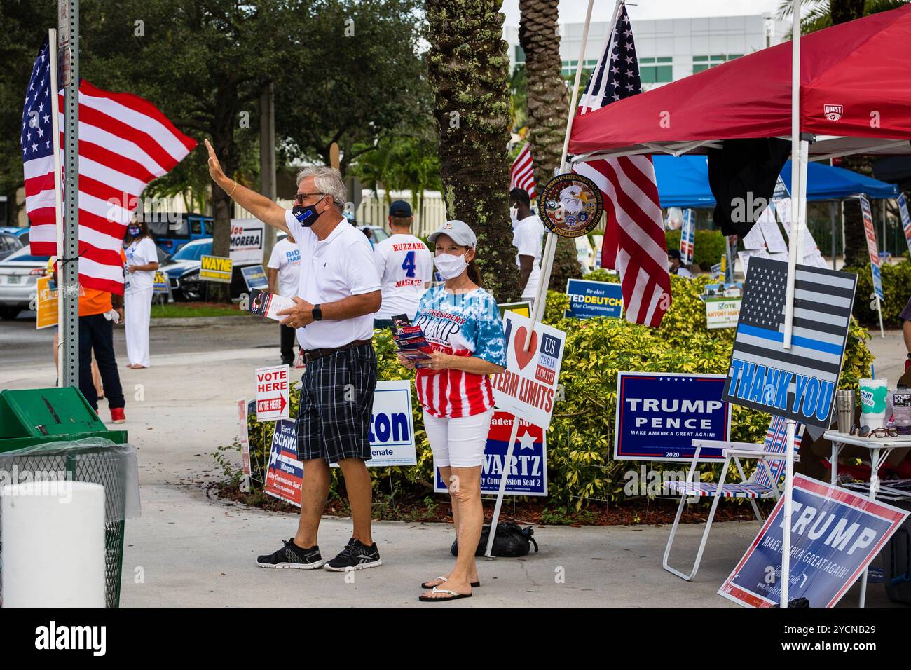 Coral Springs, Florida, USA. Oktober 2024. Kamala Harris unterstützt Donald Trump bei der US-Wahl 2024. Stockfoto