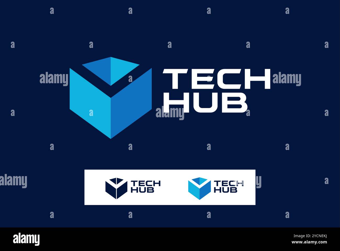 Tech Hub innovatives Technologie-Business-Logo-Design für Technologieband und verwandtes Unternehmen, abstrakter Vektor editierbar Stock Vektor