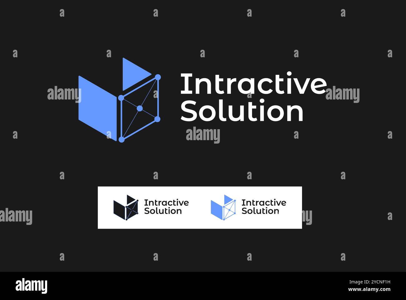 Interaktive Lösung Virtual Reality Business-Logo-Design für Technologieband und verwandtes Unternehmen, abstrakter Vektor editierbar Stock Vektor
