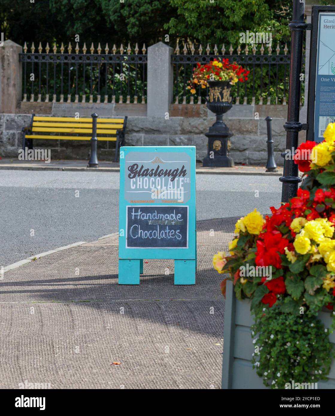 Handgemachte Schokolade Schild Glaslough Chocolate Co Glaslough County Monaghan Irland. Glaslough Chocolate Company. Stockfoto