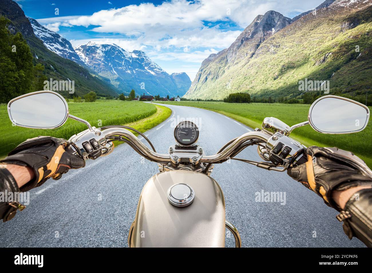 Biker-First-Person-Ansicht Stockfoto
