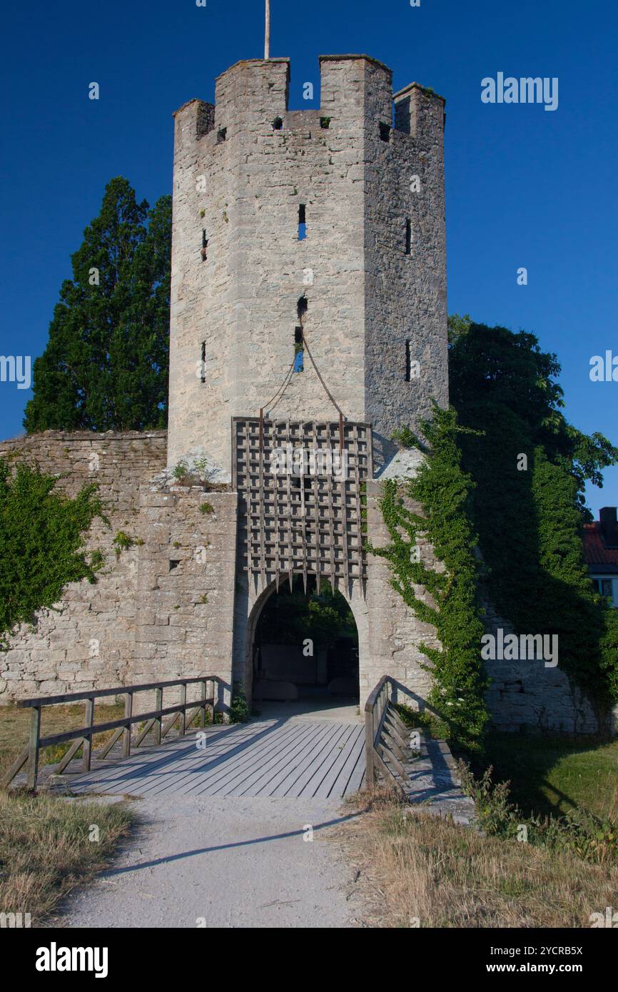 Stadtmauer, Visby, Gotland Island, Schweden Stockfoto