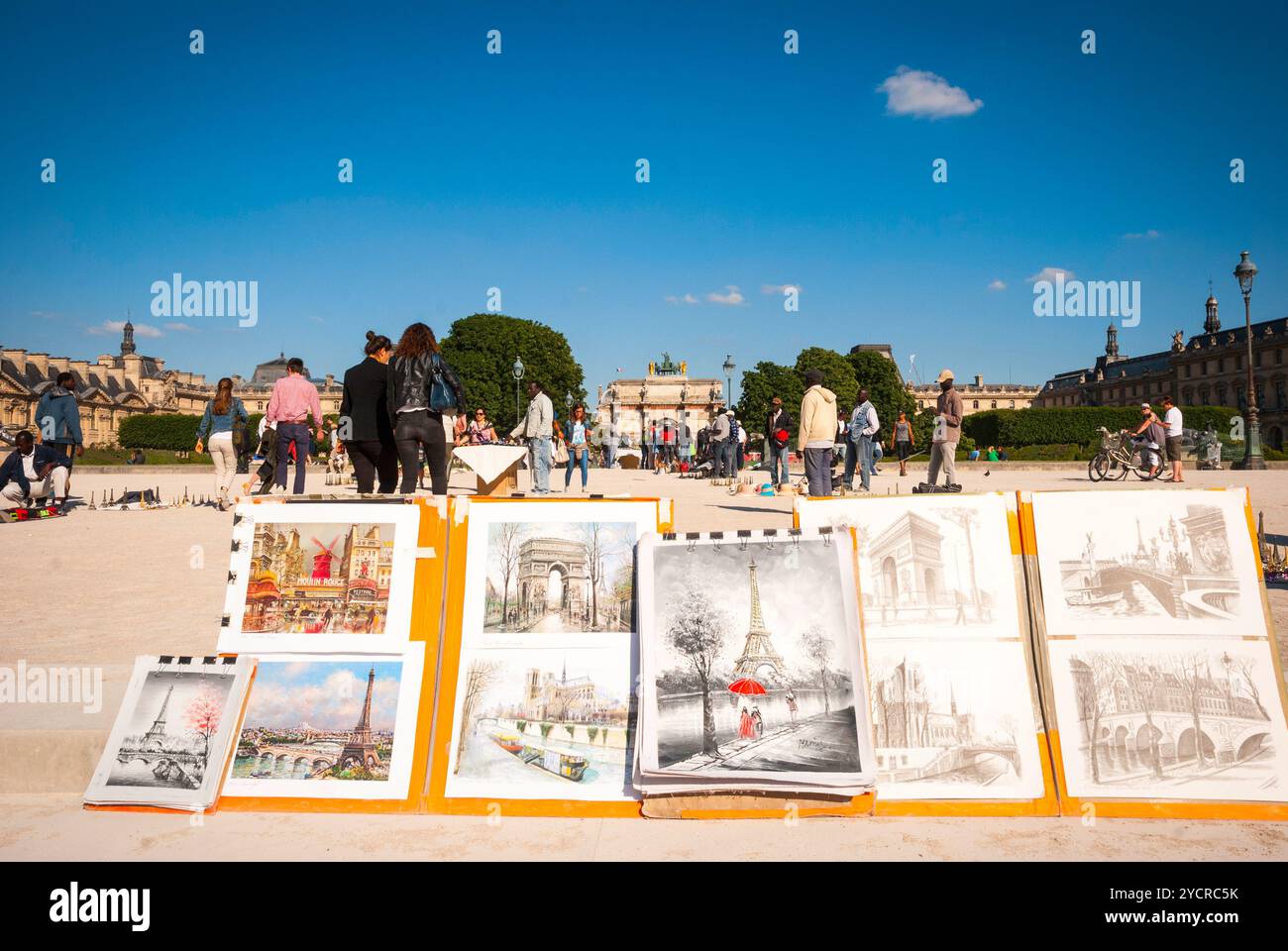Kunst zum Verkauf im Pariser Park Stockfoto