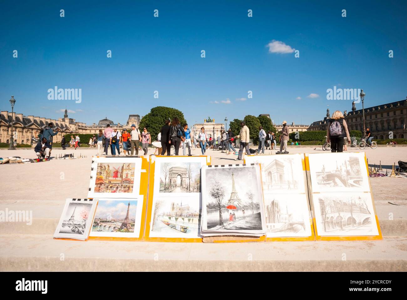 Kunst zum Verkauf im Pariser Park Stockfoto