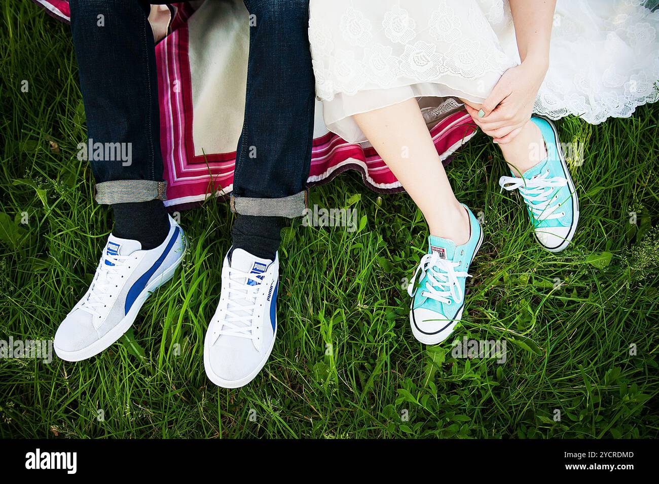 Braut und Bräutigam#39;s Schuhe Stockfoto