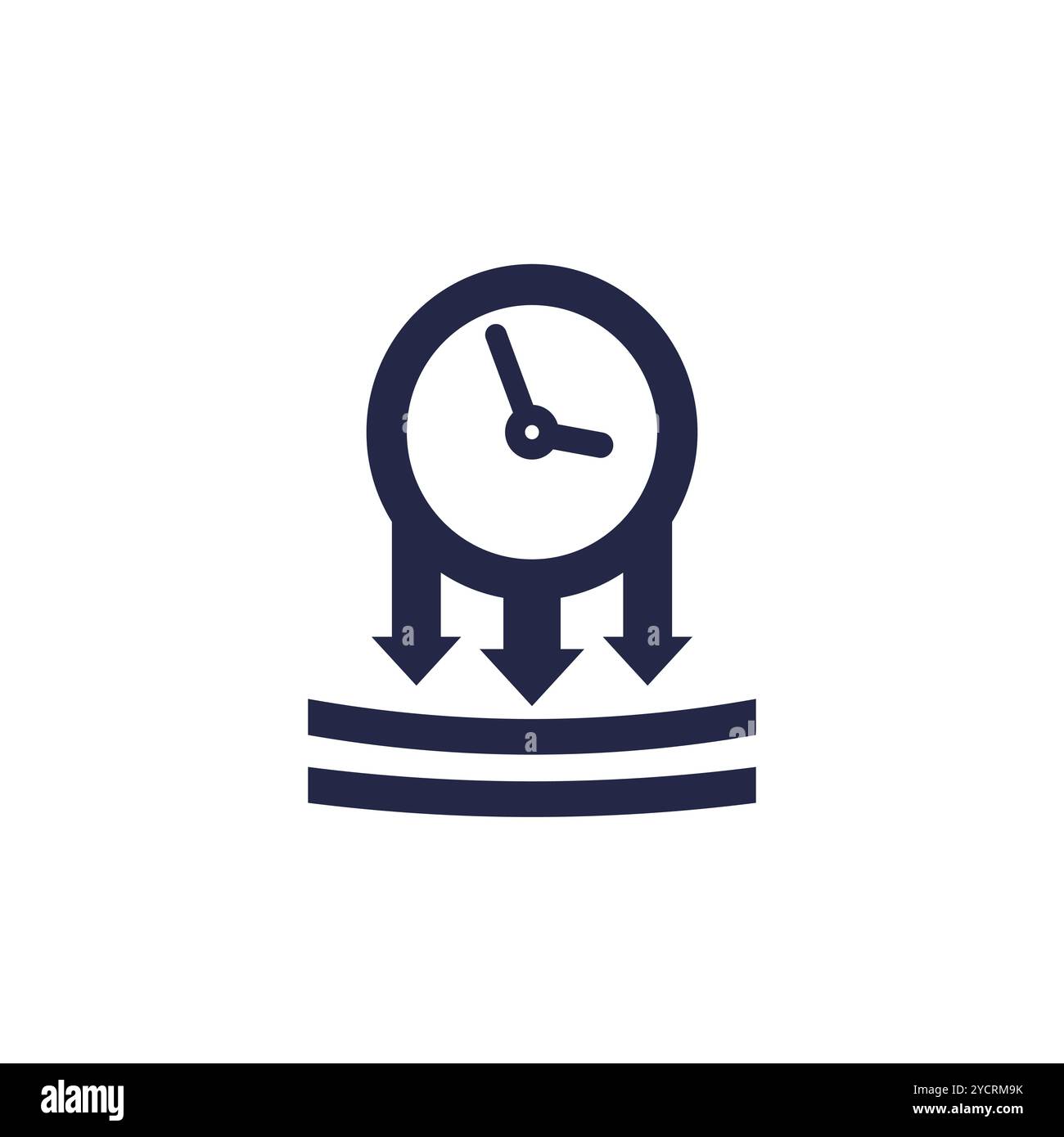 Druck-, Aufprallsymbol mit Uhr Stock Vektor