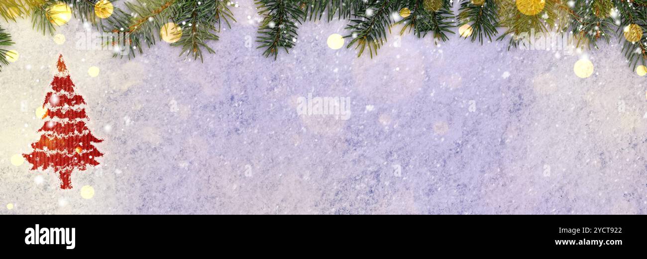 Neujahrshintergrund auf Schnee Stockfoto