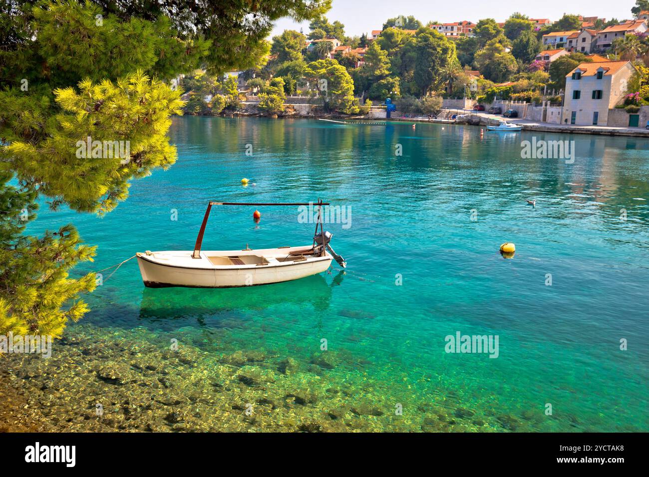 Idyllische türkis Strand in Splitska Stockfoto