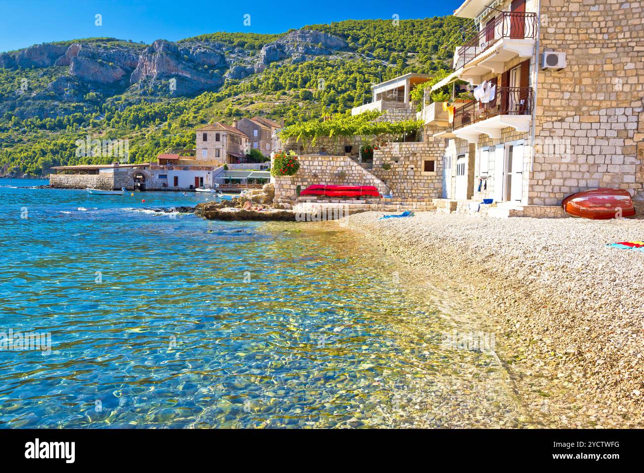 Stadt von Komiiza Strand und alte Architektur Stockfoto