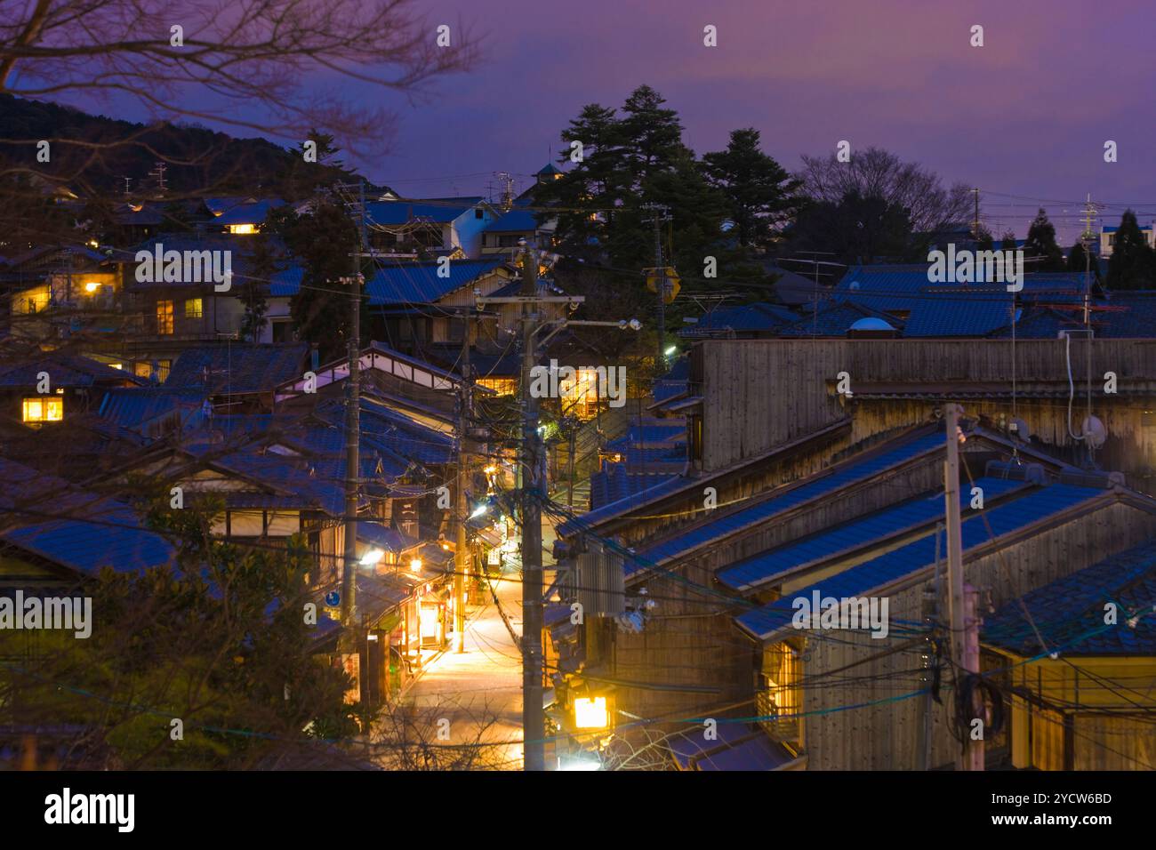 Blick auf Kyoto bei Nacht Stockfoto