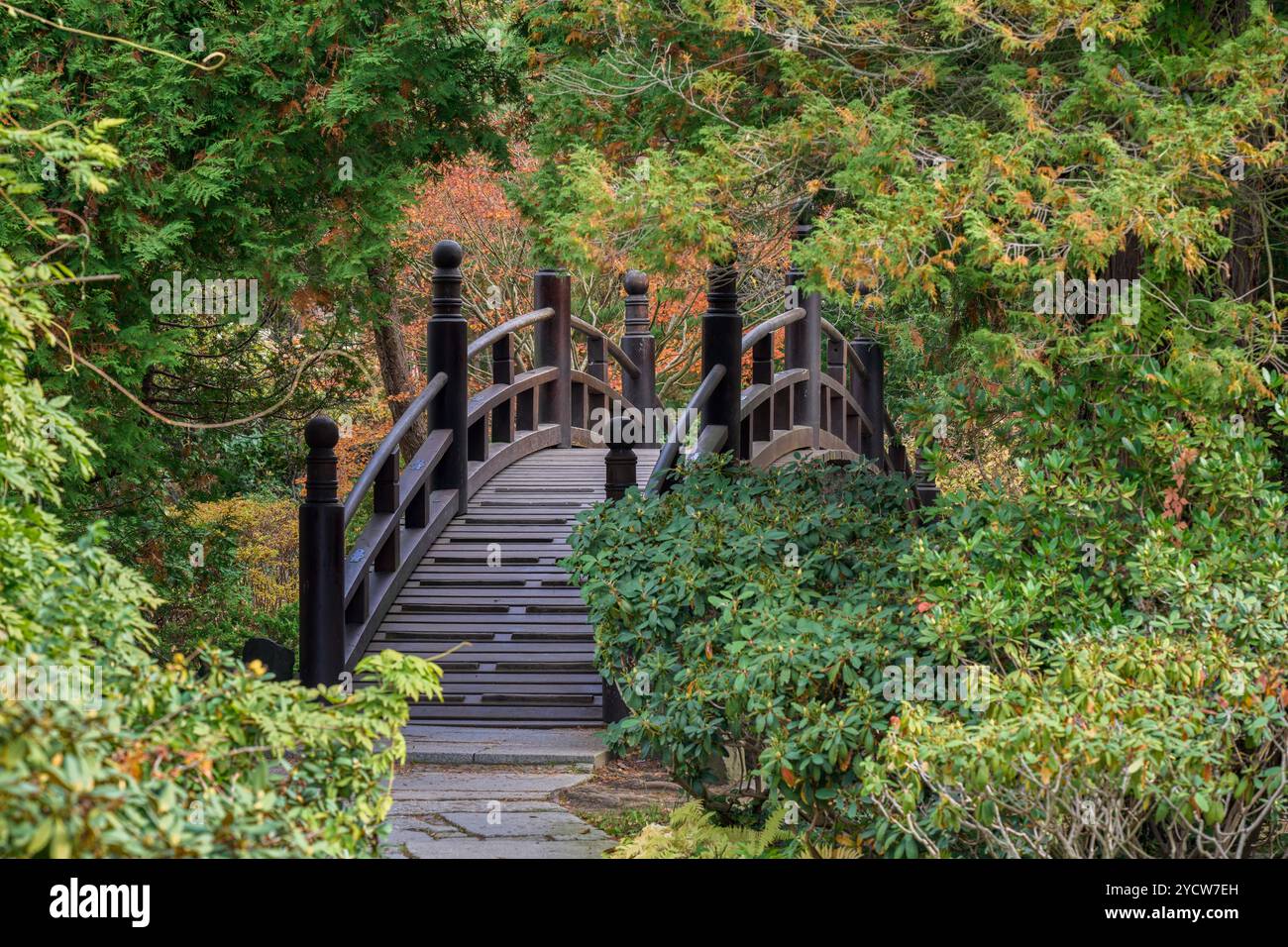 Japanische Gärten Centennial Hall und Pergola-Komplex im Herbst Breslau Niederschlesien Polen Stockfoto