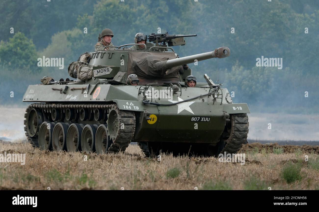 Die M18 Hellcat (offiziell als 76 mm Gun Motor Carriage M18 oder M18 GMC bezeichnet) ist ein Panzerzerstörer, der von der US-Armee im Zweiten Weltkrieg eingesetzt wurde Stockfoto