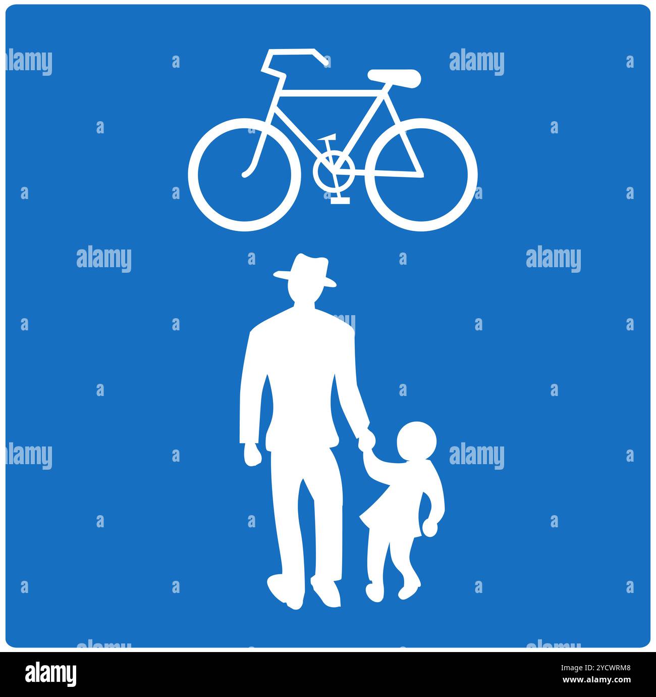 Fußgänger- und Radweg (gemeinsam), Informationsschilder, Straßenverkehrsordnung in Österreich Stock Vektor