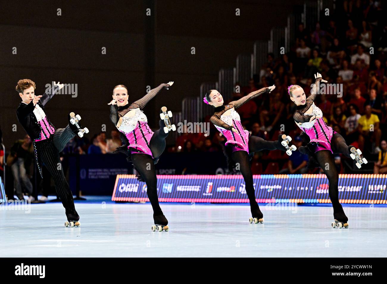 ROLAR4SK8 (POR), während der Senior Quartets, bei den Artistic World Skate Games 2024, auf der Fiera di Rimini, am 21. September 2024 in Rimini, Italien. (Foto: Raniero Corbelletti/AFLO) Stockfoto