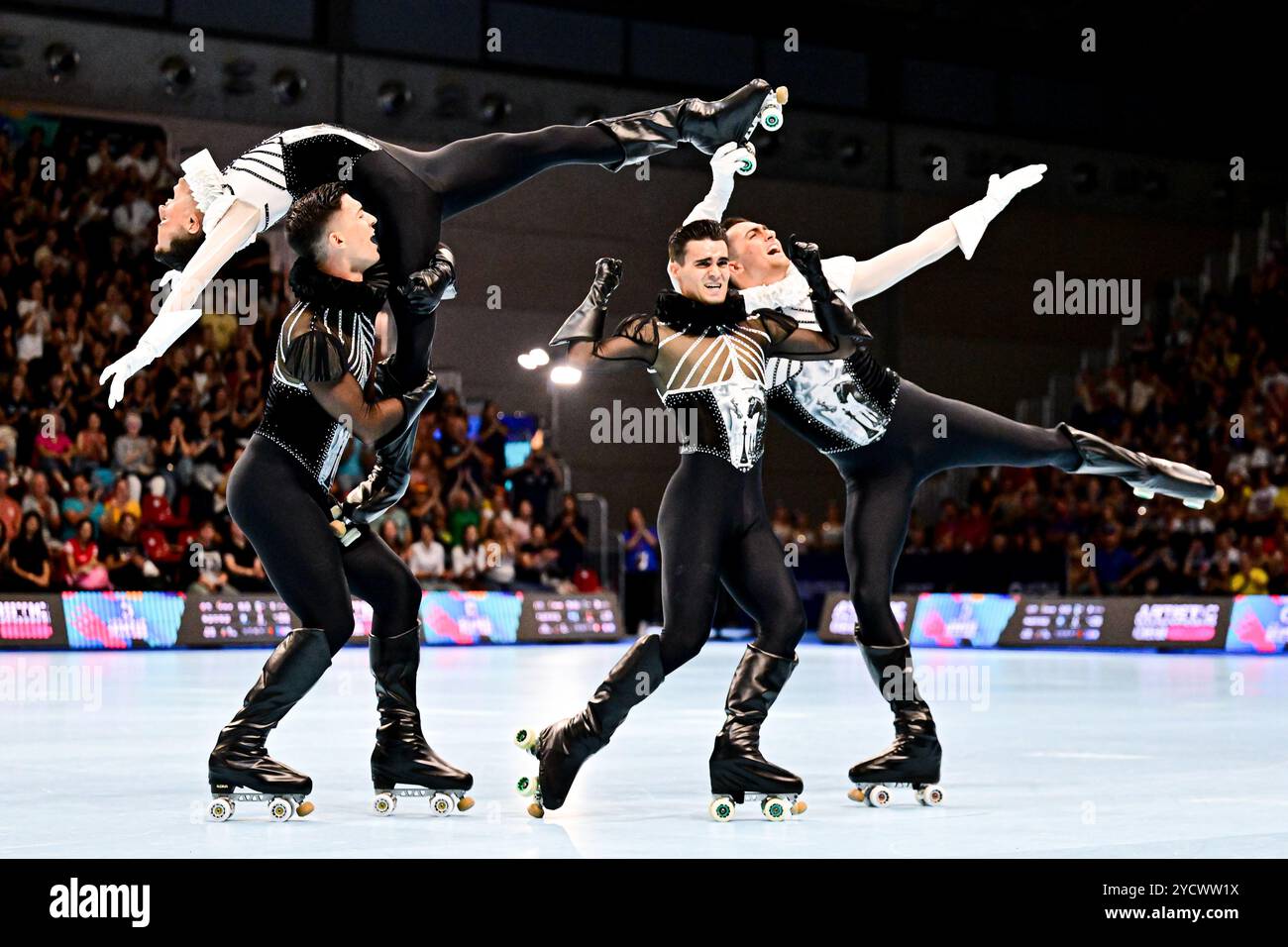 VORTEX (ESP), während der Senior Quartets, bei den Artistic World Skate Games 2024, bei der Fiera di Rimini, am 21. September 2024 in Rimini, Italien. (Foto: Raniero Corbelletti/AFLO) Stockfoto