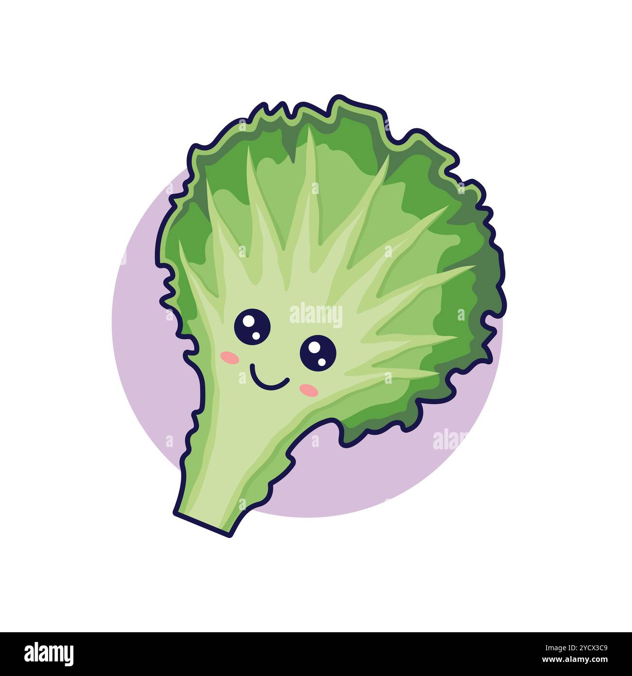 Frischkräuter-Konzept. Süßer Kawaii-Salatblatt-Charakter. Illustration des Vektor-Zeichentricksymbols. Chinakohl-Charakter im Doodle-Stil. Isoliert auf weiß Stock Vektor