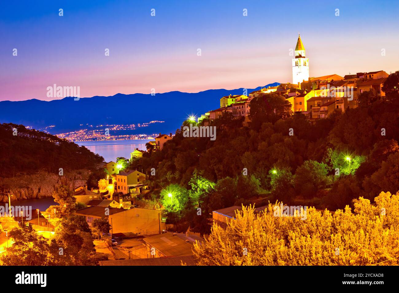 Stadt Vrbnik auf der Insel Krk Abendblick Stockfoto