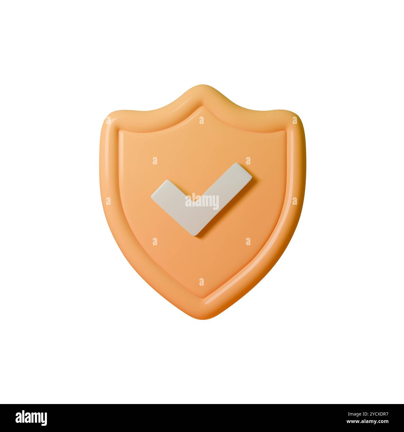 3D-Vektor-Illustration eines weißen Häkchens im minimalistischen Stil. Das Schild symbolisiert Schutz, Sicherheit und Stärke. Ideal für Projekte Stock Vektor